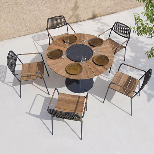 BEGONIA Dining Table With Rotating Table & MEIKA Stacking Chair